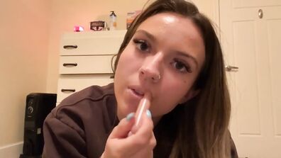 Sadie ASMR Lipgloss Application With Lens Licking