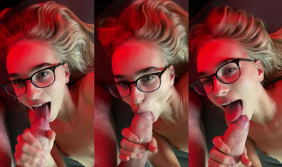 CatAndDick - One of Our First Videos Ever! Blowjob + Cum All Over My Glasses - OnlyFans - blowjob - blonde - small tits - live show - pov - big dick - deepthroat - natural tits