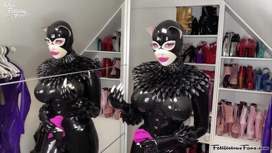 Miss Fetilicious - Black Latex Kitty - ManyVids - black - latex - fetish - hardcore - milf - big tits - pov - femdom - high heels