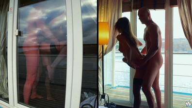 Mia Bandini - Couple Film Themselves Fucking From Inside Balcony Door - ManyVids - blonde - teen - pov - natural tits - dirty talk - big dick