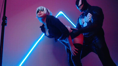 Black Kitsune - Venom VS 2B Blowjob And Hard Fuck - ManyVids - blowjob - high heels - dirty talk - big tits - pov - cosplay - black - pussy - dildo