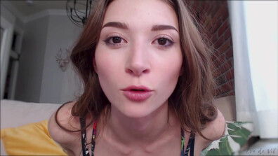 Eva de Vil - Cum Fiend for Cleavage CEI - ManyVids - fetish - dirty talk - brunette - femdom - small tits - natural tits - hardcore - pov - solo