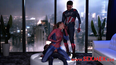 Lula - Spider Girl Banged By Superheroes - SexMex - SexMex - big ass - blowjob - creampie - hardcore - tits - latina - threesome