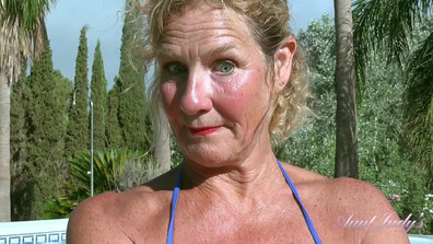 Molly - POV Mature MILF Molly Takes Up Pool Girl Duties And Sweetens The Deal - AuntJudys - AuntJudys - big tits - big ass - pov - milf - tits - blonde - pussy - masturbation - outdoor