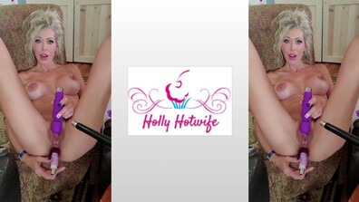 Holly Hotwife - Double Dildo And Fuck Machine Solo - ManyVids - big tits - dildo - solo - milf - blonde - blowjob - big dick - tattoo - fake tits