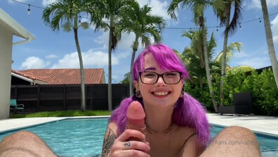 Valerica Steele - POV Seducing Stepdad Jmac by the Pool - ManyVids - pov - stepdad - teen - blowjob - big dick - tattoo - stepmother - facial - taboo