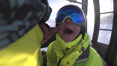 Mia Bandini - Public Blowjob In The Ski Lift - ManyVids - public - blowjob - pov - big dick - small tits - deepthroat - teen - natural tits