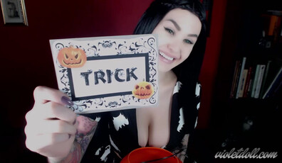 Violet Doll - Tricky Treats - ManyVids - femdom - devot - fetish - dirty talk - pov - big tits - tattoo - solo