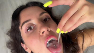 Katty West - Cum in Mouth and Play with Sperm - OnlyFans - small tits - teen - brunette - natural tits - latina