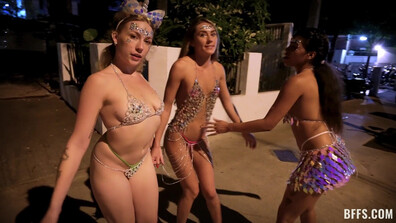 Maya Farrell, Mackenzie Mace and Stella Elle - Fantasy Fest - BFFS - BFFS - blowjob - big dick - gangbang - ebony - tits - pussy - foursome