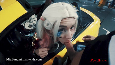 Mia Bandini - Public Fuck With Horny Harley Quinn - ManyVids - public - pov - blowjob - big dick - small tits - deepthroat - teen - natural tits