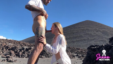 sammmnextdoor - Public Outdoor Sex at a Volcano he erupted in her mouth - ManyVids - public - outdoor - blonde - blowjob - big dick - pov - tattoo - small tits - natural tits