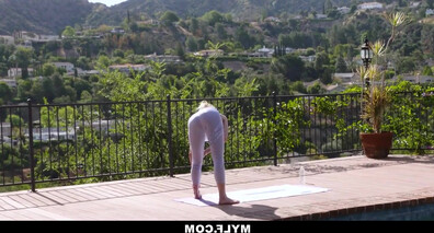 A nearby resident exploits Brandi Love's torn tights - pornstar - cougar - yoga - cum in mouth - big tits - pantyhose - ass - neighbor - love - huge tits
