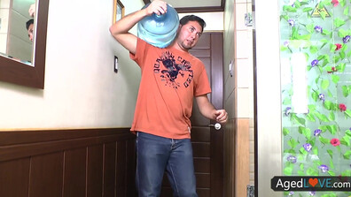 Brenda Granny Paying Bill For Water Service Man - milf - mature - big ass - blowjob