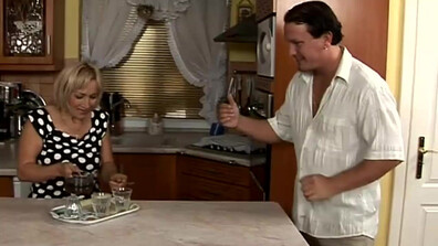 Coffee Time With My Small Mature Nanny - nanny - granny - mature - hairy - maid - blowjob - fingering kitchen sex - cumshot
