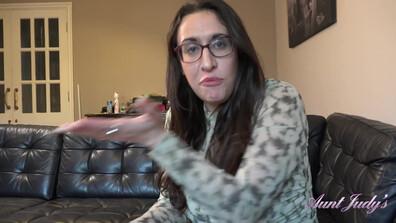 Kitty Kat Landlady POV - milf - shaved pussy - big tits - curvy - solo - lingerie - masturbation - auntjudys