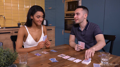Sexy Ebony Fucks Boyfriend After Losing Poker Game - babe - blowjob - brunette