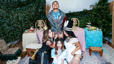 Tea party turns into a foursome fuck sesh - bffs - teen - foursome - small ass - small tits - natural tits - fingering - lick - pussy - brunette