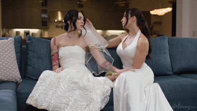 WEDDING DANCE WARMUP - brunette - big tits - fingering - 69 - tribbing - ass - lesbian - lingerie - black hair - foot fetish