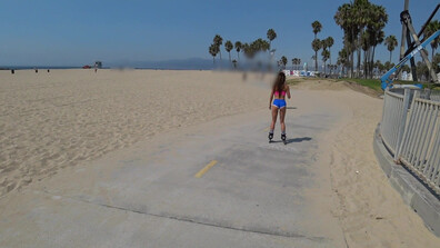 Ayumi Anal Plug And Cum On Public Venice Beach - masturbation - small tits - teen