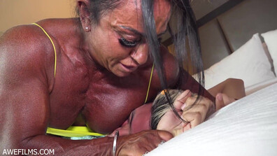 Can He Handle All This! - female muscle - male nipple play - buff - domination