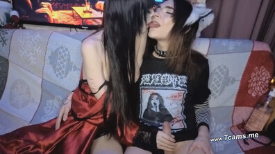 Red Satin Babe Worships Trans Beauty Foot Play to Hot Ass Licking - tcams - trap - fetish - duo - licking - femboy - transgender - transwoman - babe - ladyboy