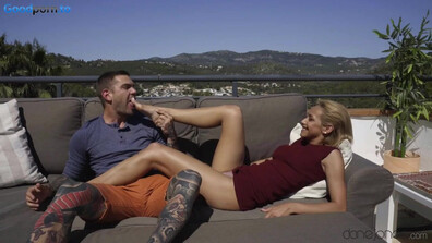 Veronica Leal Teased on Couch Balcony DaneJones - babe