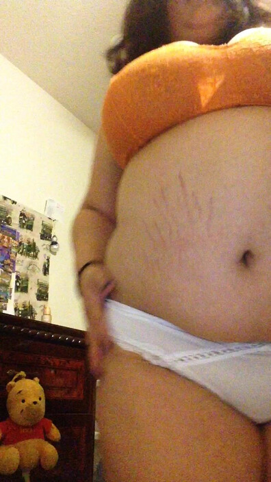 Missbustylatina Orange White Striptease - bbw - solo - big tits