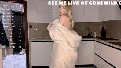 Russian Blonde Teases in Fur Coat Kitchen Webcam Show - straight webcam - straight blonde - straight lingerie - straight tease - straight kitchen - straight flashing - straight amateur - straight softcore - straight russian - fur coat