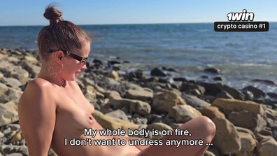 Bombshell on a naturist beach seduced me with her public bareness and messy converse - blonde - beautiful - blowjob - hardcore - babe - naked in public - cum from pussy - creampie - xxx - nudist beach
