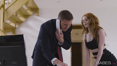 Ella Hughes Stress Relief - red head - work fantasies - big dick - petite - natural tits - couples - small tits - lingerie