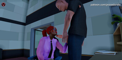 Helping the new secretary (proceduralis) - 3d - game - redhead - secretary