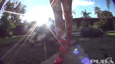MyDollParts Kayla takes a barefoot walk around her backayard - solo - masturbation