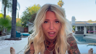 My perspective featuring the tattooed blonde bombshell, Kitt Jones - babe - blowjob - facial - pov - deep throat - tattoo - big tits - big ass - couple - face fuck