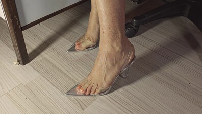 Tiffs feet try on clear high heels in 8K Redlight motions - tiff - foot fetish - sexy feet - shoes - milf feet - mature feet - feet - fetish - heels - foot tease