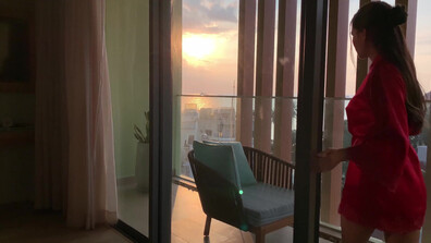 VinaMoon Sex On The Balcony At Sunset - big tits - handjob - pov