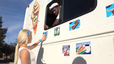 Blonde Cutie Addicted to Black Ice Cream - interracial