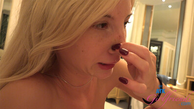 Your cock looks so swollen wrapped in her tiny hand - blonde - sex