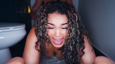 Gem Jewels and stepbro fuck in the bathroom - filthykings - latina - natural tits - big tits - deepthroat - titty fuck - blowjob - big dick - pov - ass