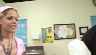 Hot nurse Charlie Lynn helps Reno to collect semen - big dick - big cock - muscle - handjob - bodybuilder - nurse - fetish
