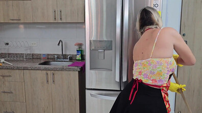 My Bosss Surprises me and Fucking in the Kitchen Kourtney Love - kourtney love - big tits - big ass - boss - blonde - latina - big boobs - maid - colombiana - cowgirl