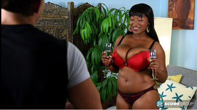 Boozy Big Boobed Butthole Bang - babe - black - ebony - plump - big tits - big ass - lingerie - interracial - blowjob - anal