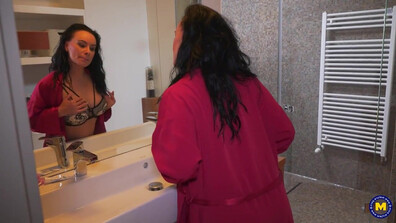 The alluring British lady, Eva May, engages in intimate self pleasure with her develo - fingering - shower - milf - british - cougar - pussy - european - solo - female masturbation - nude
