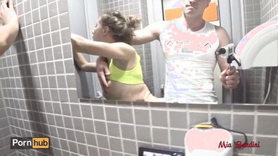 Mia Bandini - PUBLIC SEX - HORNY FIT TEEN WANTS CUM ON HER GYM PANTS AT THE GYM - ManyVids - public - teen - deepthroat - blowjob - pov - natural tits - dirty talk - tits