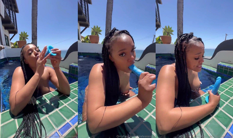 Lola Teases Sucking Dildo In The Pool