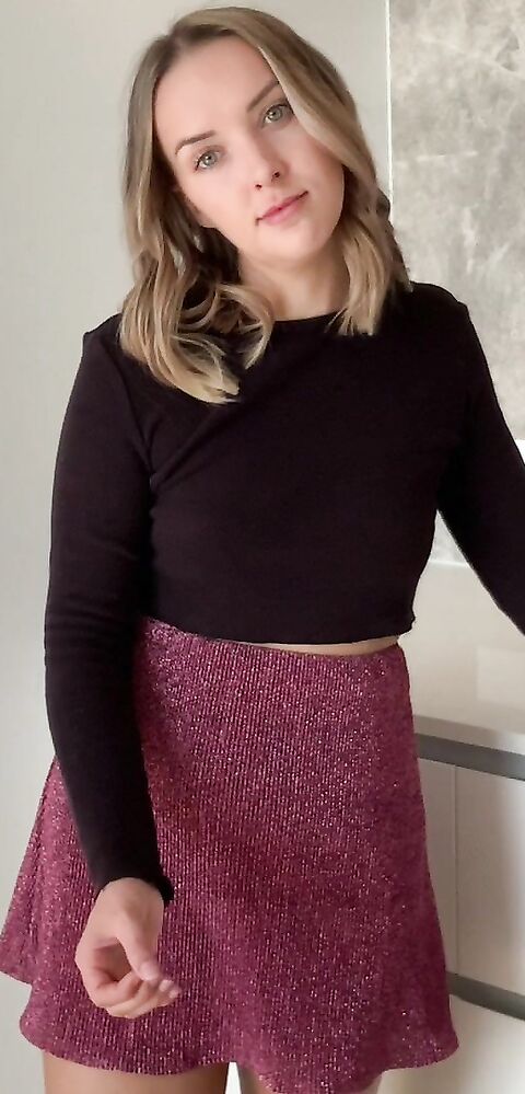 Evie Jones - JOI Caught Looking Up My Skirt - ManyVids - jerk off instruction - blonde - tattoo - pov - small tits - natural tits - blowjob