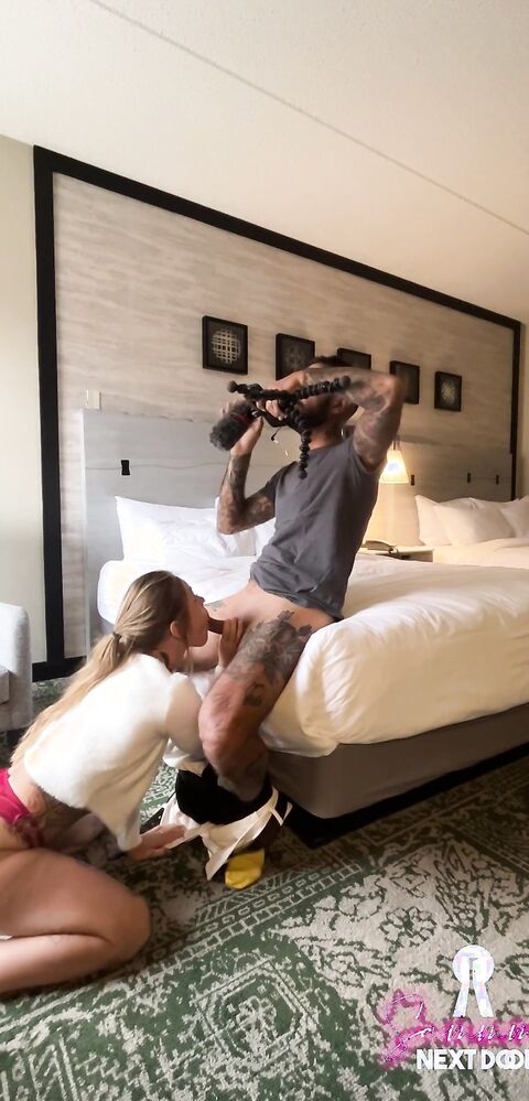 sammmnextdoor - She fucks videographer after JOI - ManyVids - jerk off instruction - blonde - blowjob - big dick - pov - tattoo - small tits - natural tits