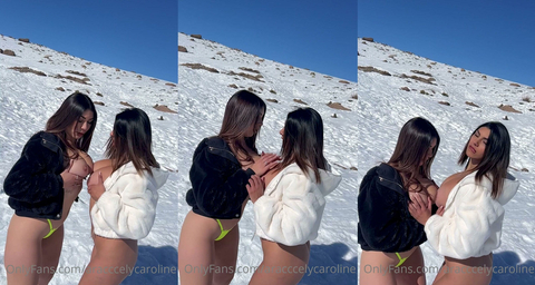Aracely Caroline And Sister Strip On The Slopes