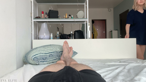 Eva Elfie Creams On Her Guy's Cock And Eats His Cum