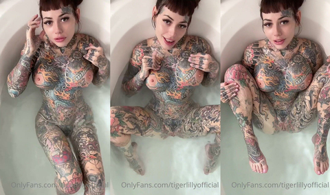Girl With Tattoos Masturbates In Bathtub
